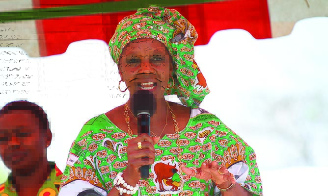 Grace Mugabe, in party regalia at a Zanu PF rally